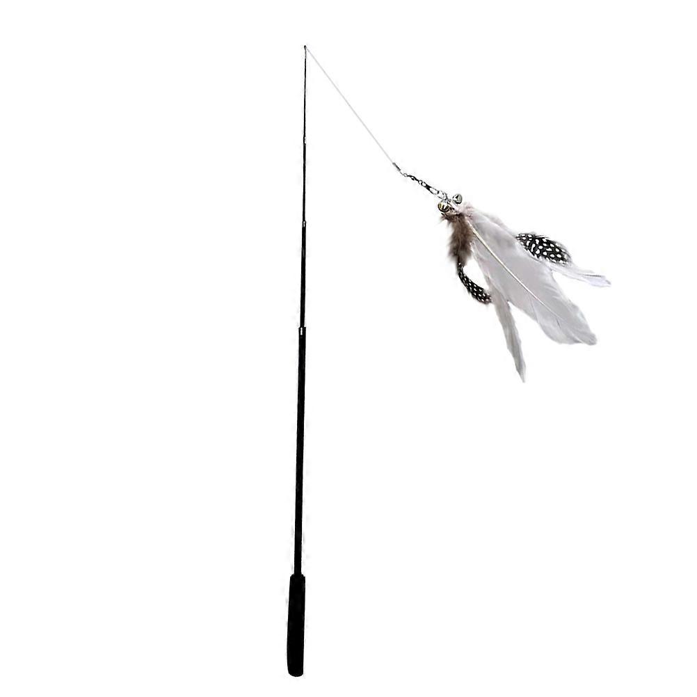 Cat Teaser Toy Fishing Pole for Interactive Play Black