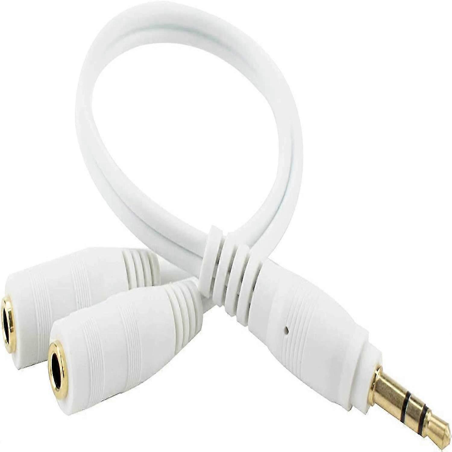 3.5mm Headphone Earphone Jack Splitter CableWhite