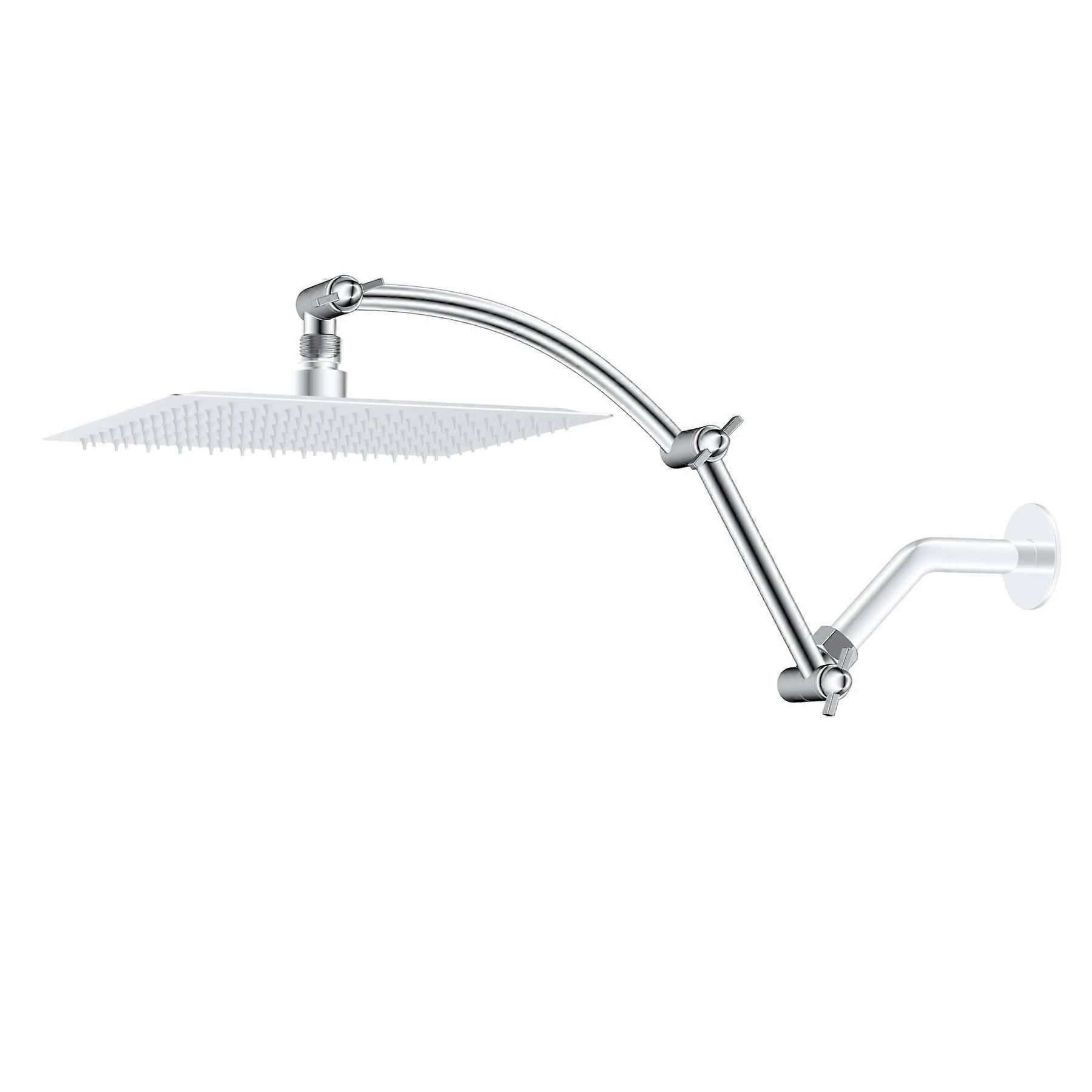 Shower Head Extension Arm All Metal 16 Inch Brass Height And Angle Adjustable Lock Joint Universal Connection Chrome