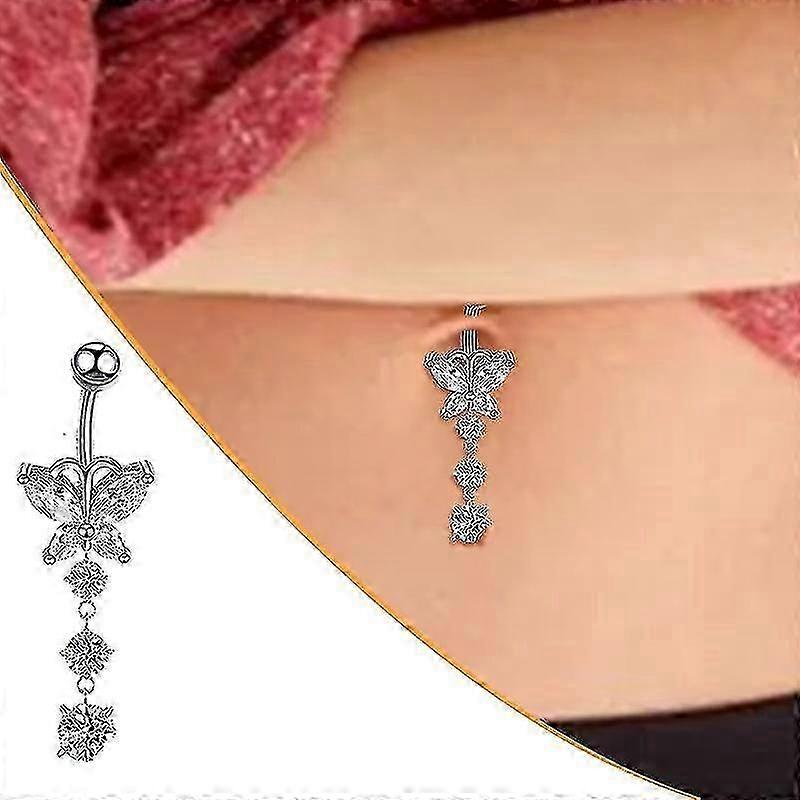 Rustfritt stål mageknapp ringer sommerfugl buet piercing dangle navle dekor