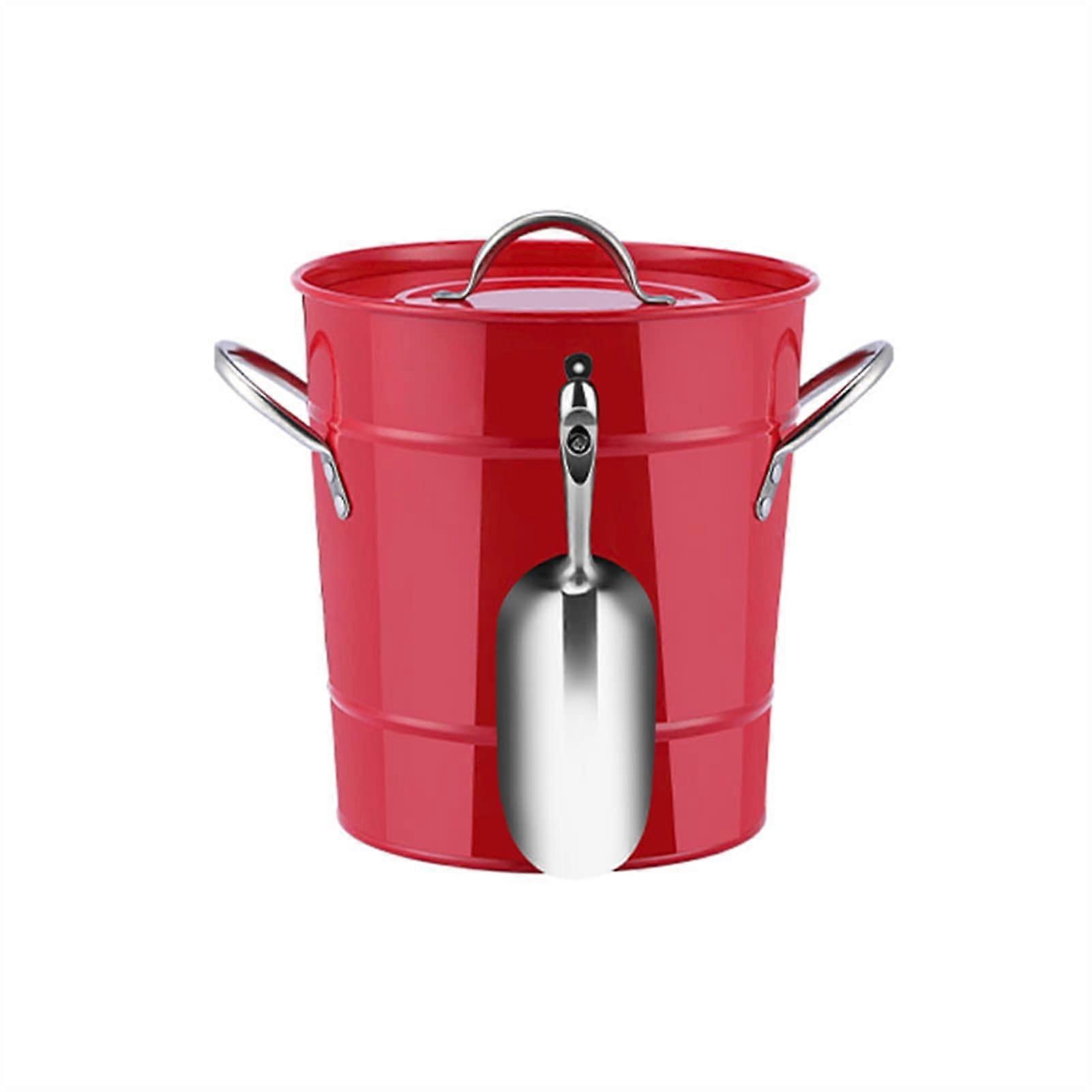Ice Bucket DoubleWall Insulated With Lid Thickened Iron Beverage Bucket For Home Bar Chills Beer And Wine