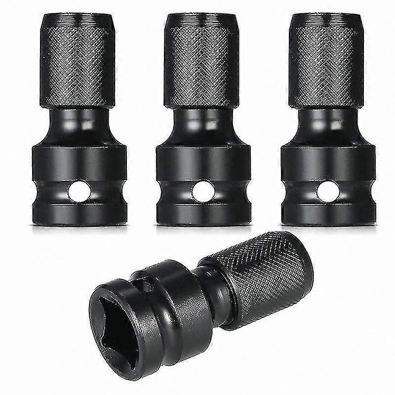 4-Piece 1/2" Square Drive to 1/4" Hex Shank Socket Adapter Set with Quick Release Chuck Converter