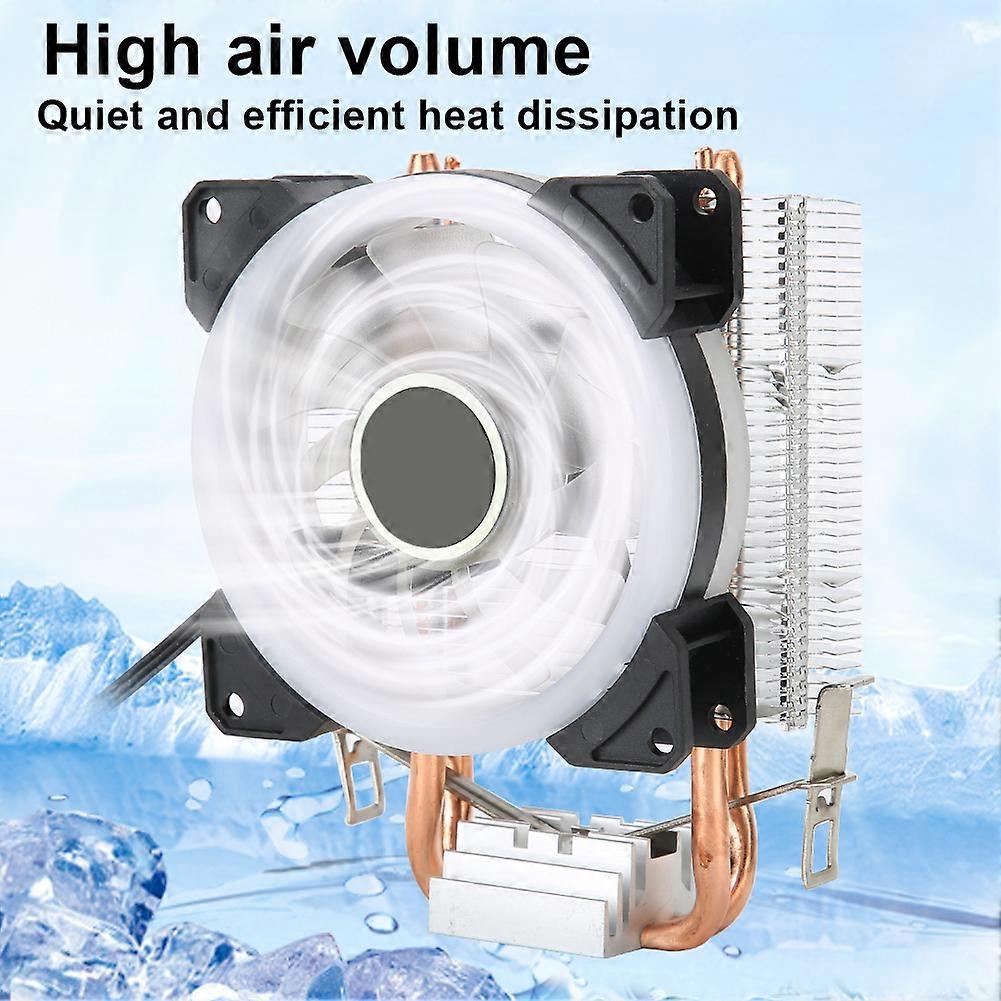 CPU Cooling Fan 3 Pin Connector PC Accessory Light 2 Brass Pipe for AMD 775 / 1155 / Intel(Multicolored )