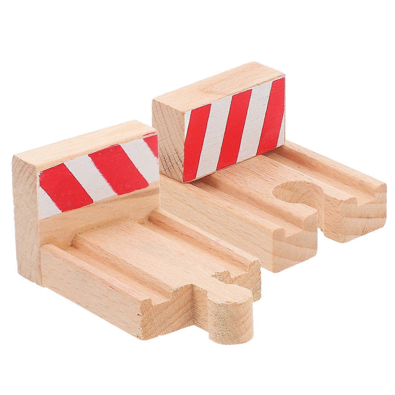 2szt Drewniany pociąg kolejowy Stop Track Toy Train Scene Track Prop Kolej Części torów kolejowych