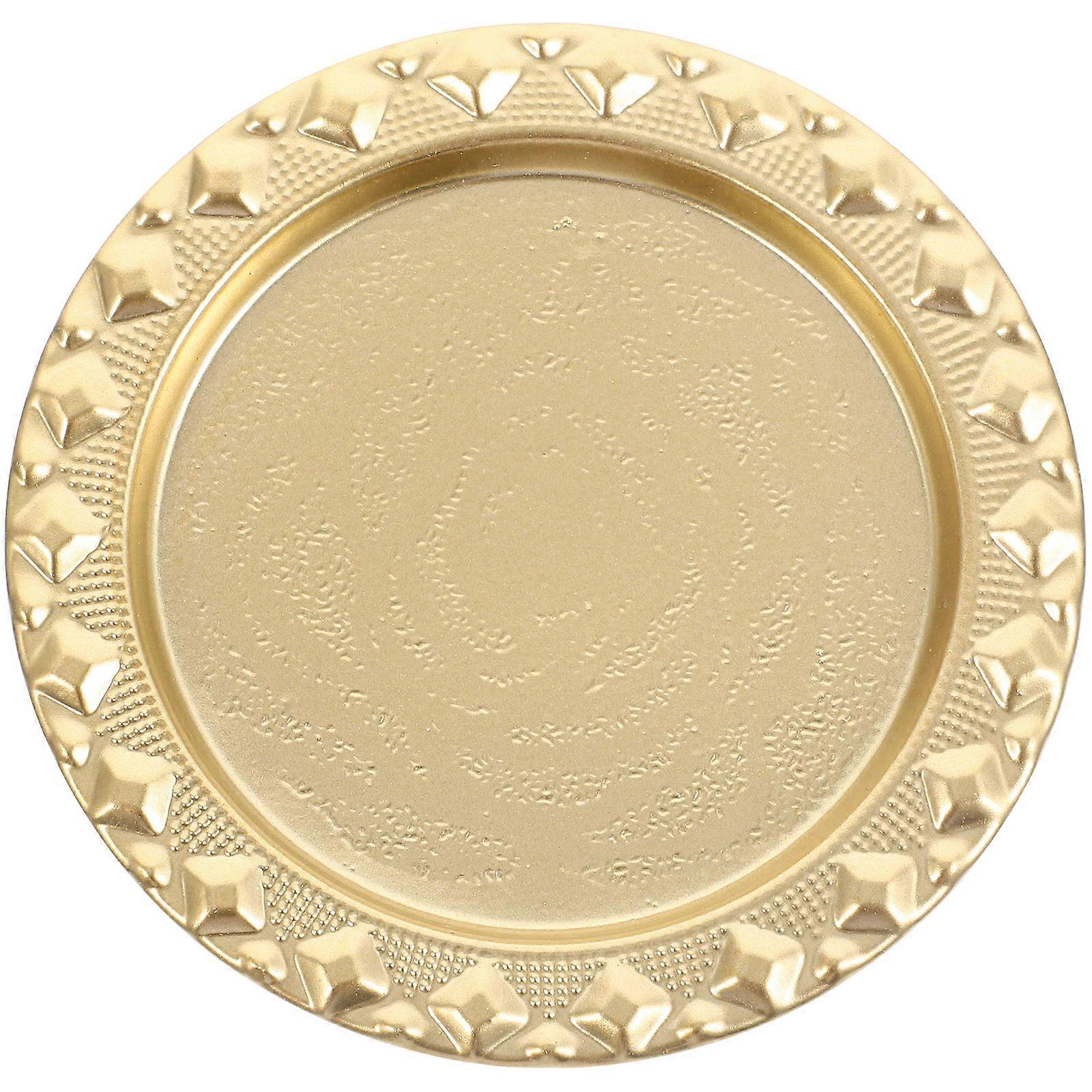 Golden Metal Food Plate for Storage Use Home Storage Multi-Function Plate