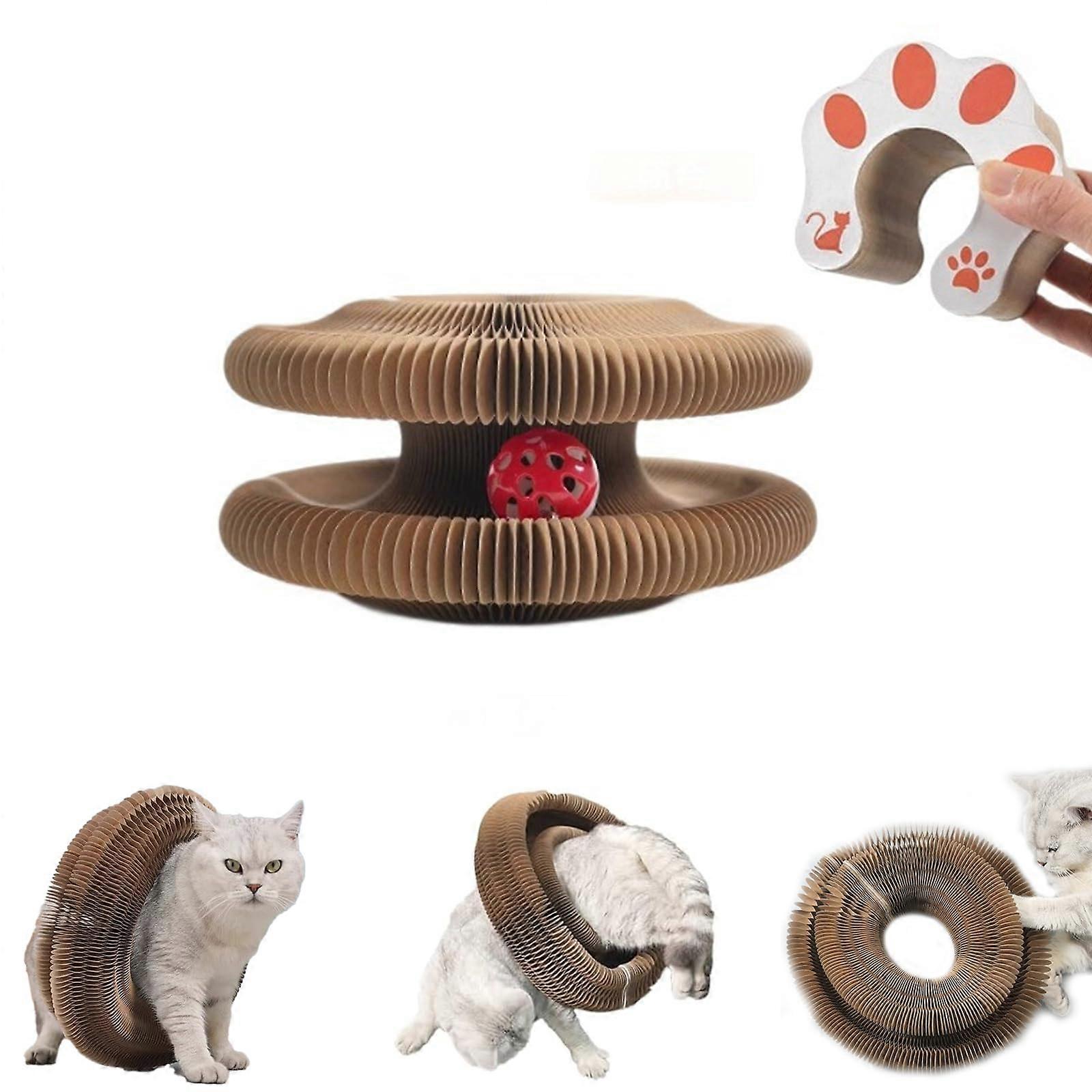 Cat Scratcher Foldable Cat Scratch Board With Bell Magic Organ Cat Scratching Board Boopz Ball For Cats 1pc