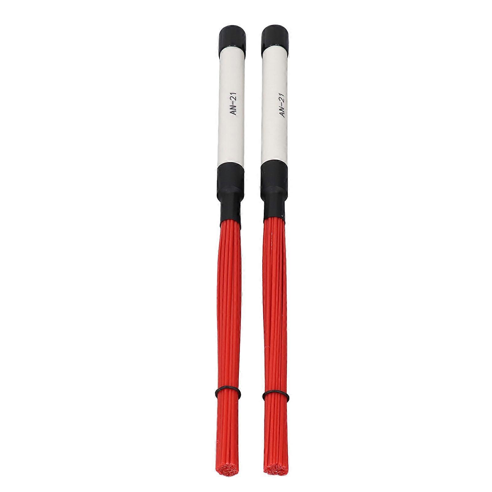 1 Pair Jazz Drum Brushes ABS Nylon Wire Red White Drumstick Set