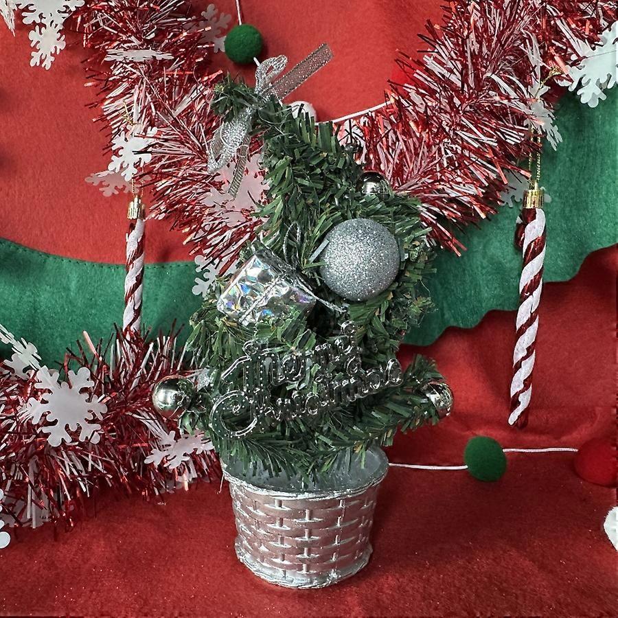 1מיני קישוט עץ חג המולד לחלון קניון, בית, מסיבת חג המולד, קישוט שולחן העבודה, מתנת חג המולד