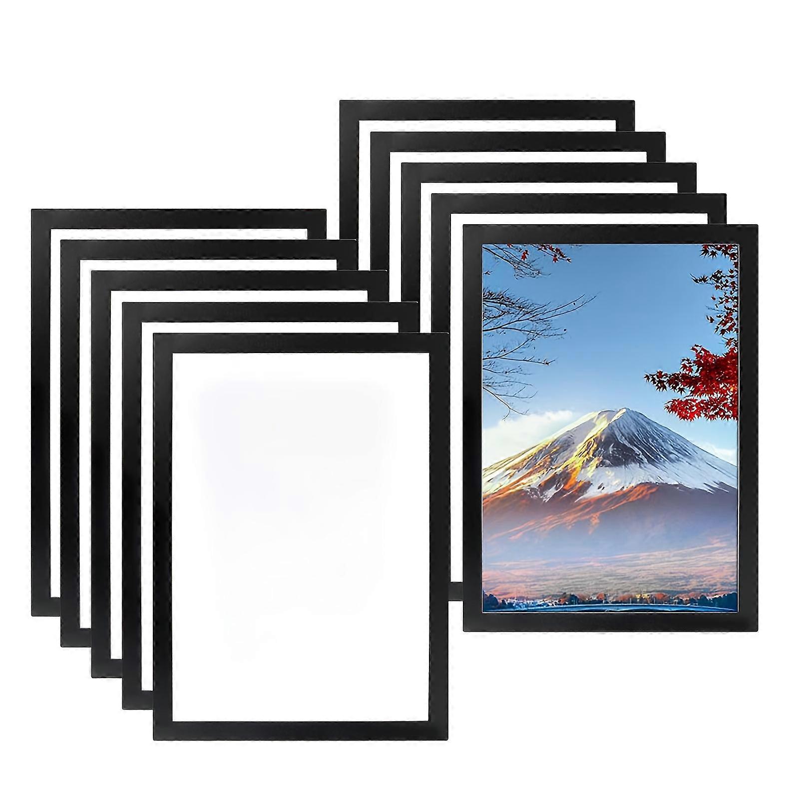 10PCS A4(8.3"x11.7")Magnetic Photo Frames, Self Adhesive Magnetic Picture Frame, Magnetic Poster Frame Magnetic A4 Paper Display Frame for Paintings