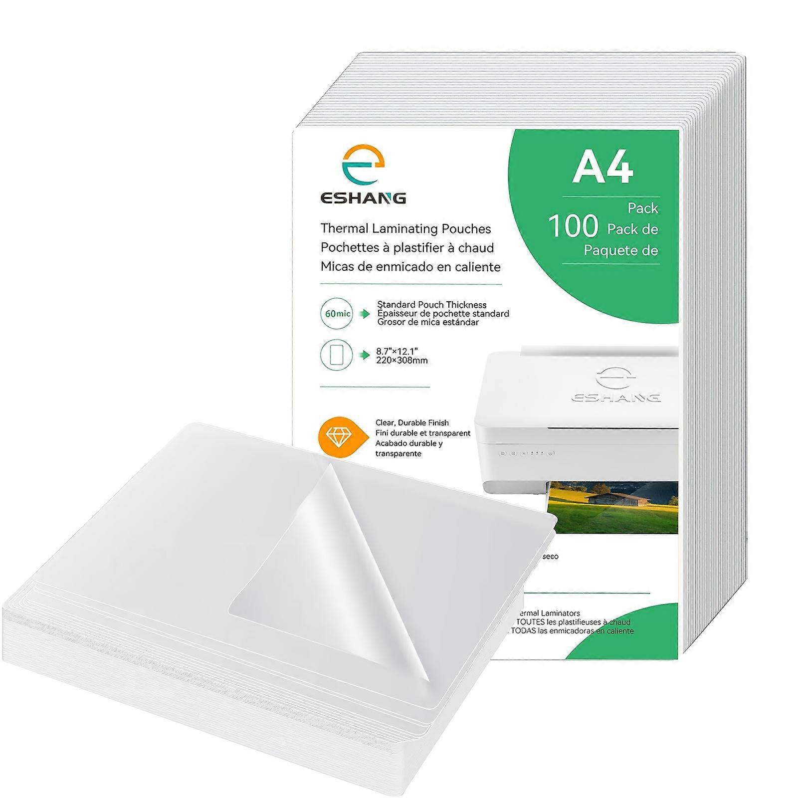 60 Mic A4 Size 100 Pack Thermal Laminating Pouches, 8.7x12.1 Inches Laminating Sheets,, Hold 8.3x11.7 Inches, Heat Seal, School Office Supplies