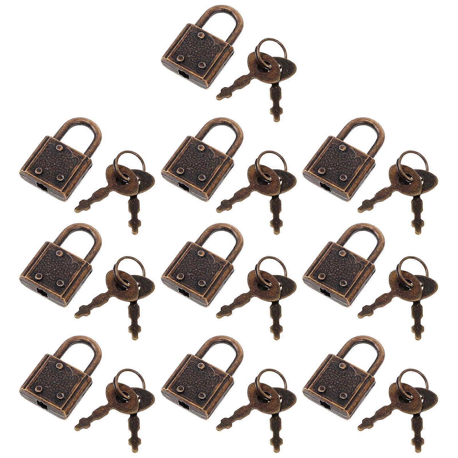 Retro Copper Padlock Mini Multifunctional Padlocks for Home Use 10Pcs