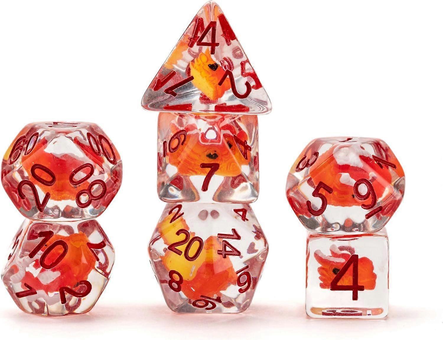 FanRoll Dragon Storm Inclusion Resin Dice Set Red Dragon