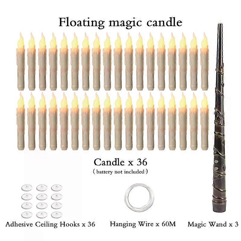 Halloween LED Floating Candles Magic Wand Christmas Remote Hanging Operated Battery Floating Candles Warm Light Decoration