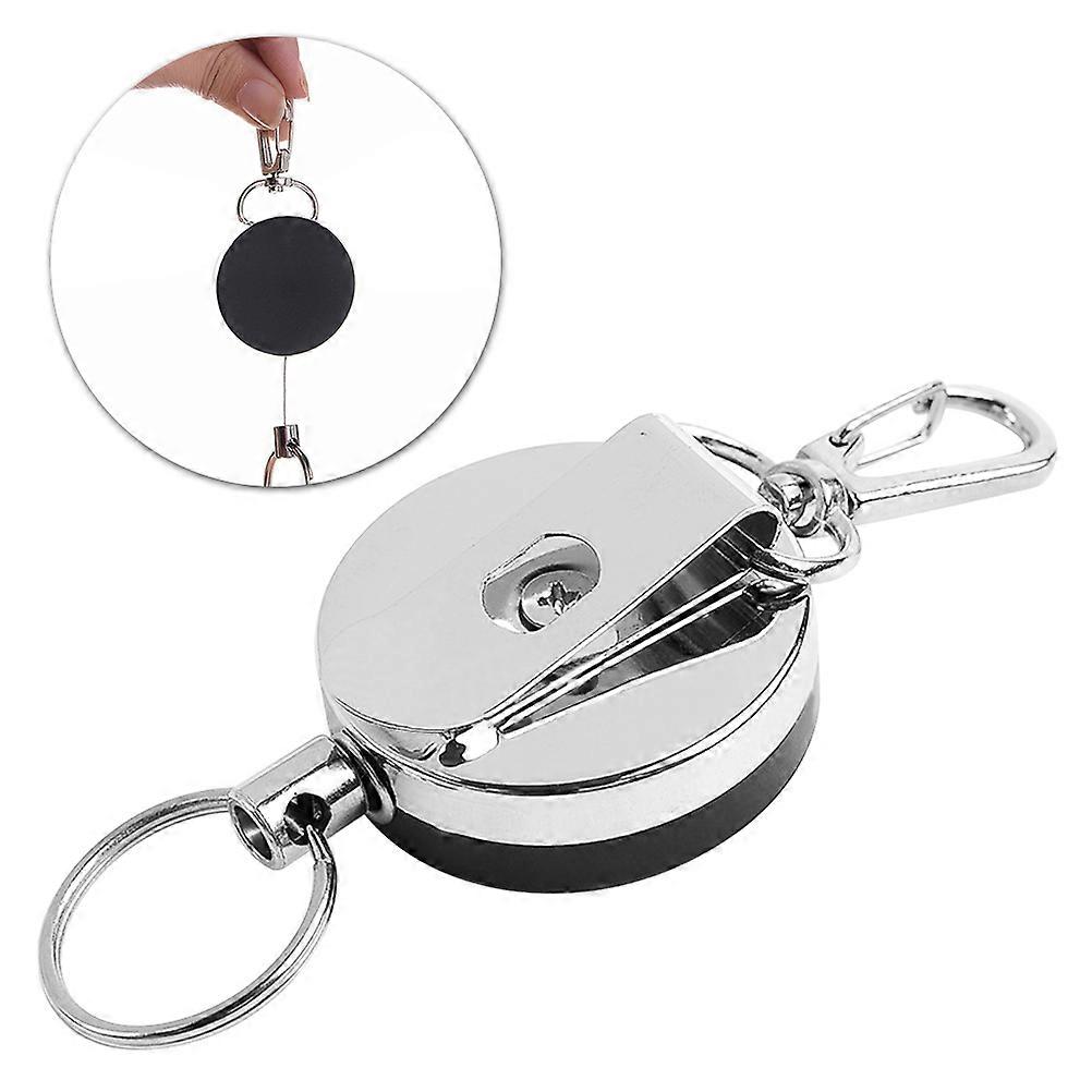 Keychain For Men Unisex Anti-Theft Telescopic Portable Pulling Buckle Key Chain Silver 1Set