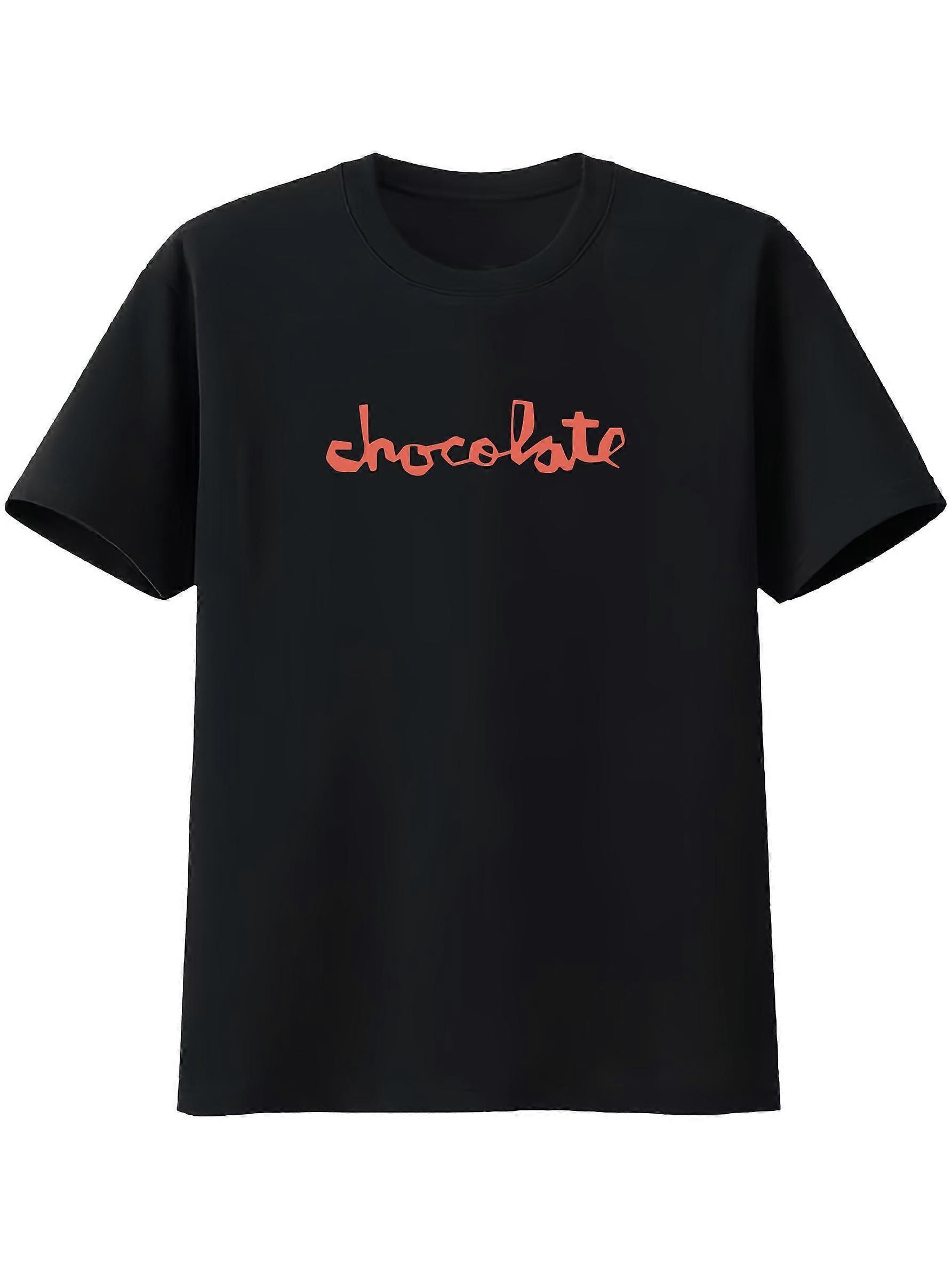 لوح تزلج شوكولاتة رجالي عتيق 90s ريترو كرتون جرافيك برقبة مستديرة تي شيرت - أبيض مع طبعة برتقالية ، 100٪ قطن عادي - SRYIP299