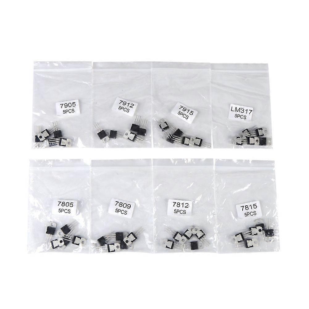 40 db-os 8 típusú 7805 7809 7812 7815 7905 7912 7915 LM317 - 220 tranzisztor válogatáskészlet