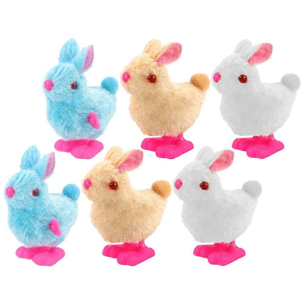 Funny Wind-Up Plush Rabbit Toys for Kids Playing 6Pcs Clockwork Playthings