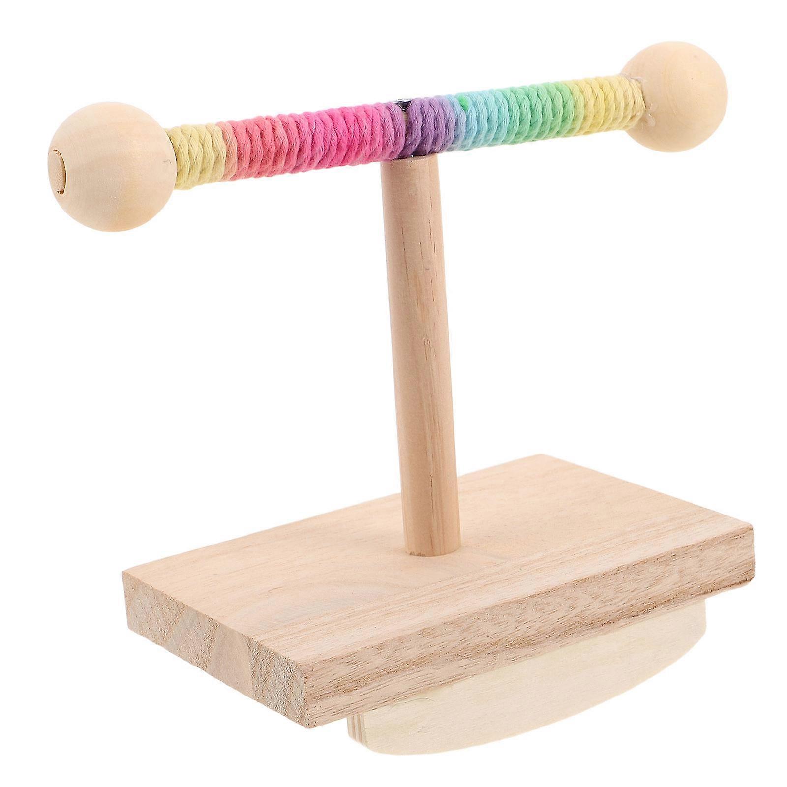 Bird Perch Swing Wood Rocking Training Stand for Parrots 4Pcs Set