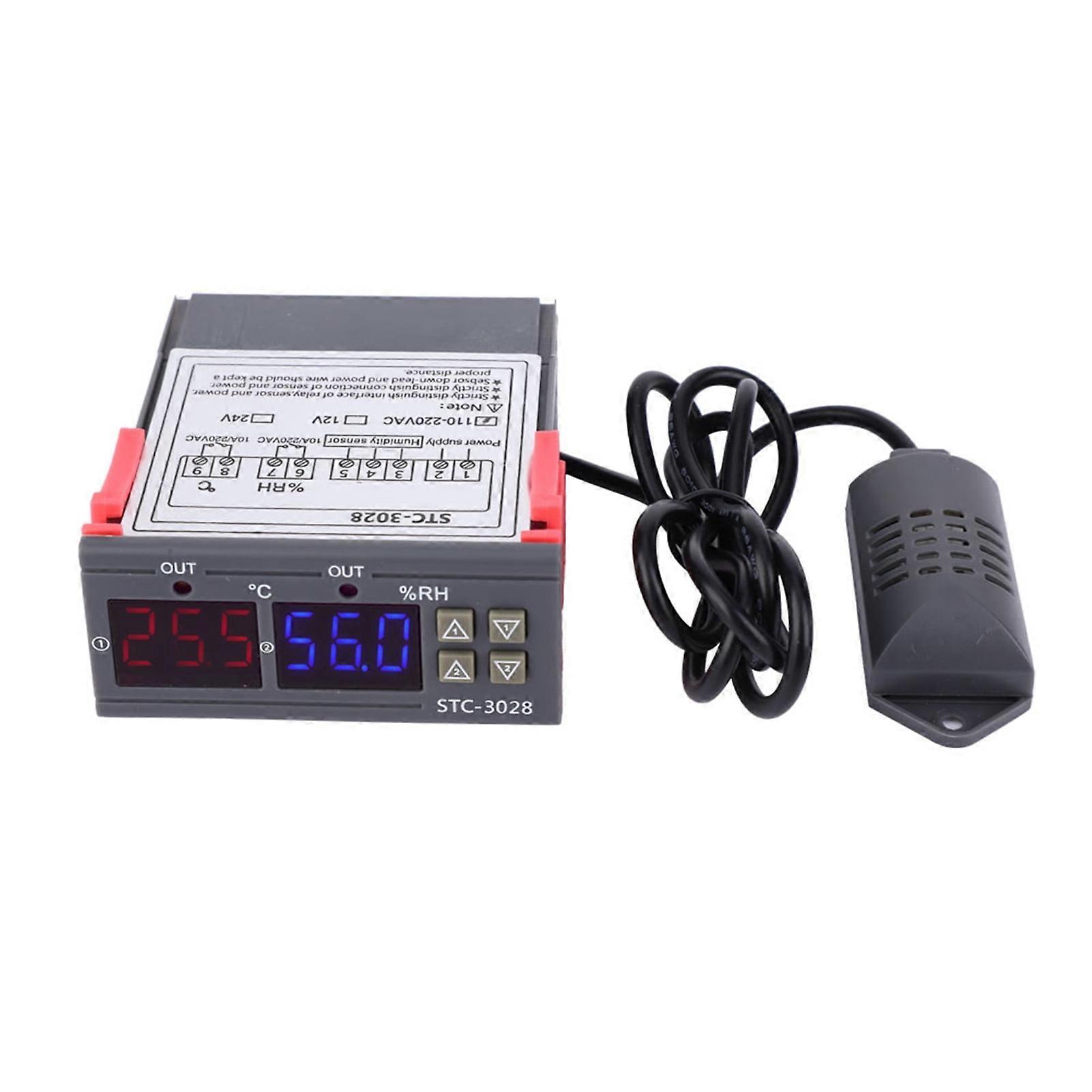 Digital Display Temperature and Humidity Controller Meter with Integrated Sensor (110V‑220VAC)