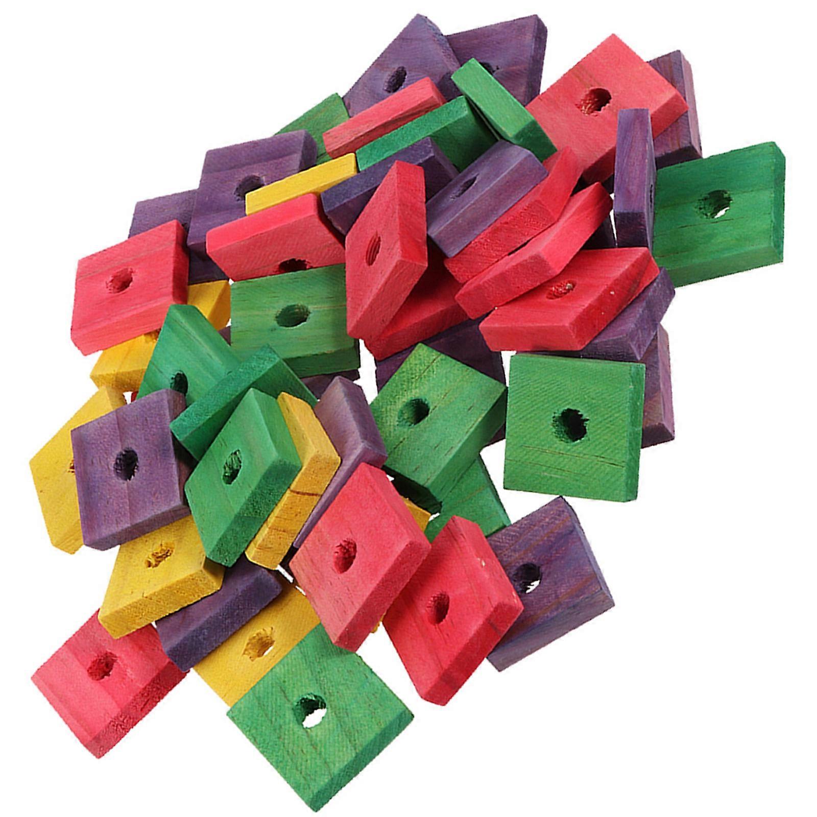 Assorted Color Bird Wooden Toy for Pet Play with 150Pcs Natural Wood Blocks