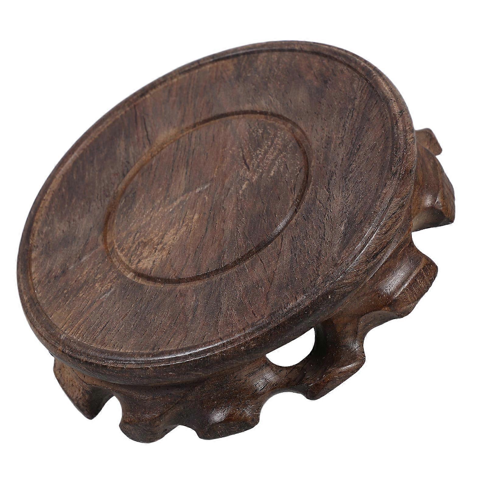 Solid Wood Display Stand for Aquarium 3Pcs Small Round Plant Holder