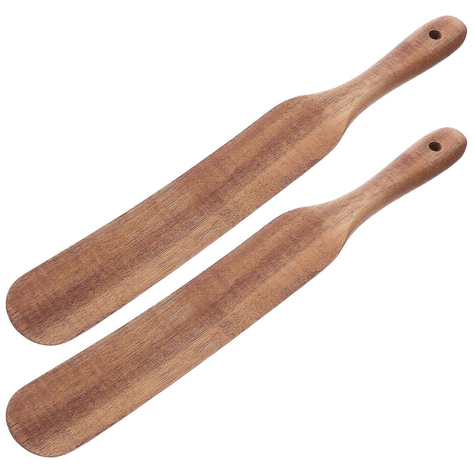 6 Pcs Natural Wooden Spatula For Cooking And Baking With Slightly Curved Shape And Long Handle Design