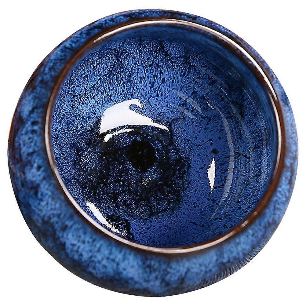 Blue Ceramic Tea Cup for Home Use 3Pcs Simple Tea Cup with Design