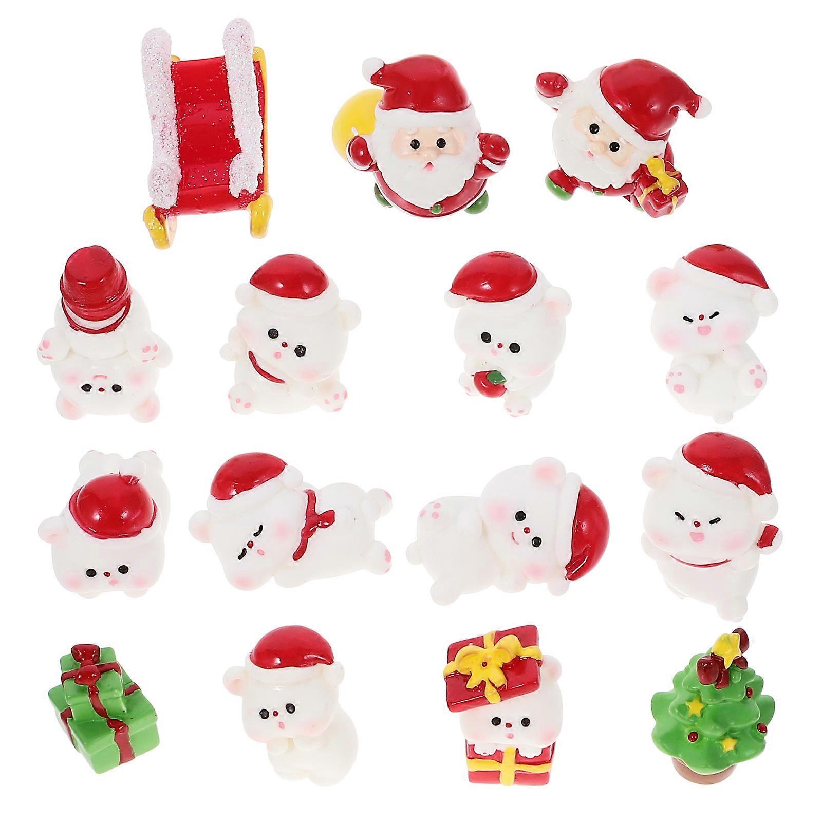 Mini Resin Christmas Ornament Kit for Decor 4Sets Xmas Themed Models