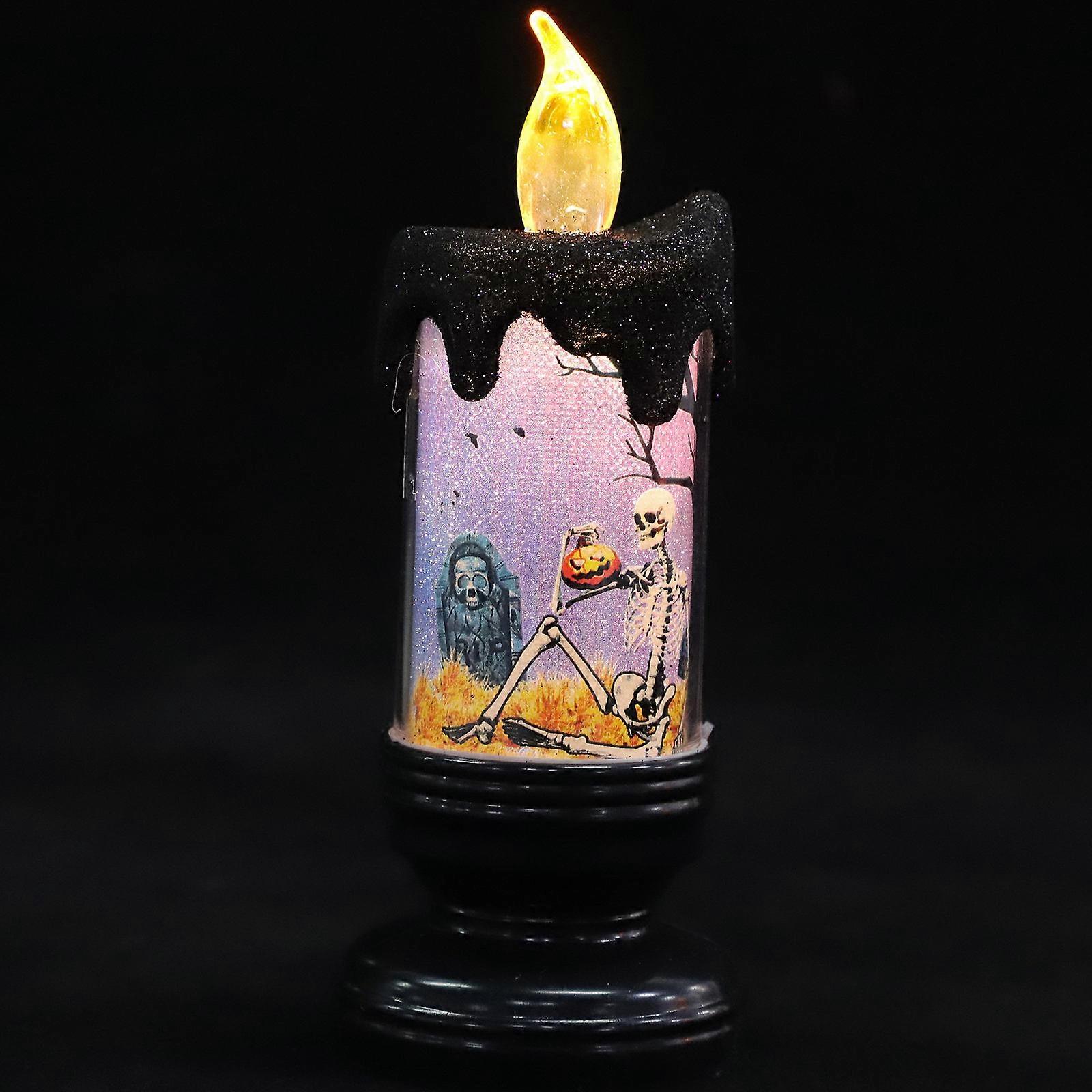 Flameless Candles Skeleton LED Halloween Candle Light for Decor 5Pcs