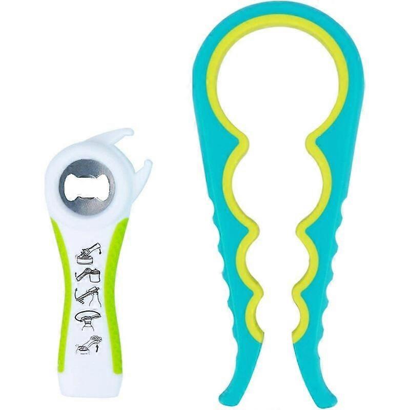 Manual Can Opener, 5 in 1 Multifunctional Jar Opener Bottle Opener Multi Kitchen Tool, Easy Jar Opener Suitable for Inferior Hand, Arthritis, Elderly