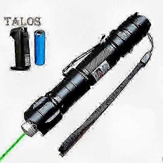 High Power Green Laser Pointer Flashlight with Rechargeable 18650 Battery, Long Range Beam Spot and Star Cap for Outdoor Use