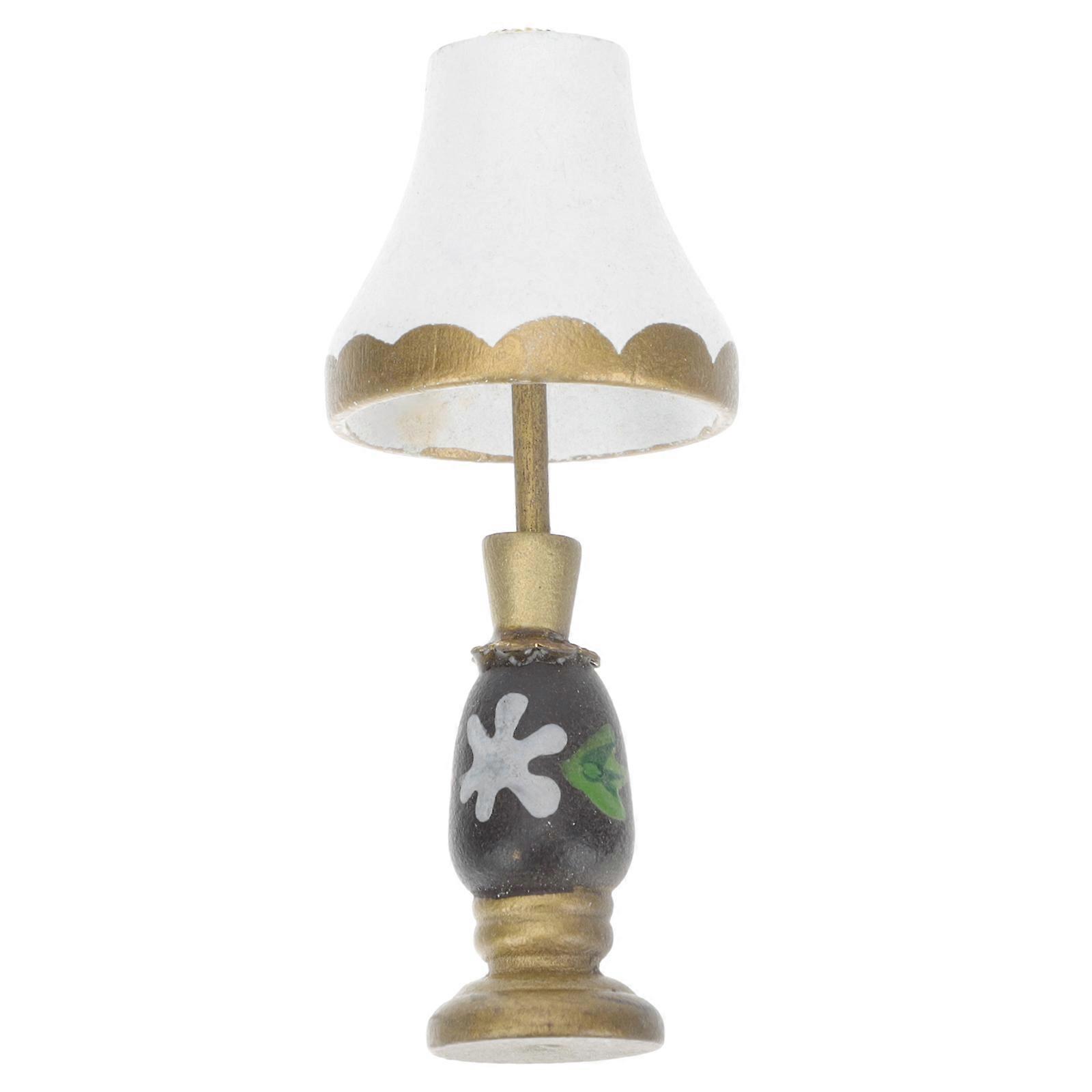 Mini House Scene Lamp Model for Decor 1Pcs Beige Resin Simulation Ornament