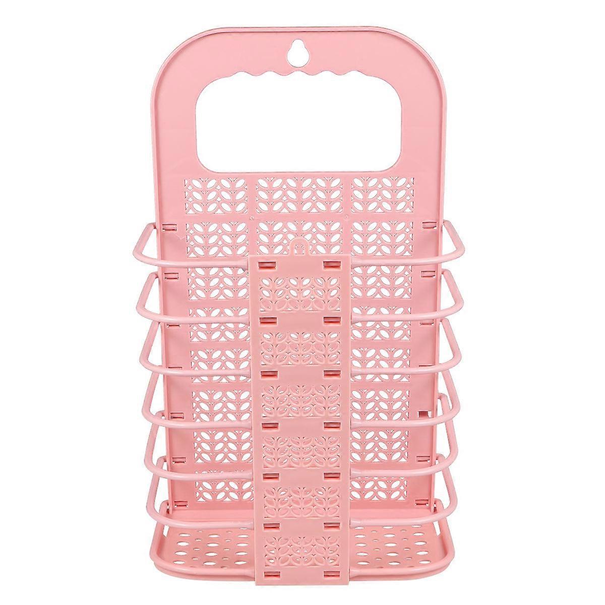 Laundry Basket Multifunctional Basket for 2Pcs Foldable Wall-Mounted Pink