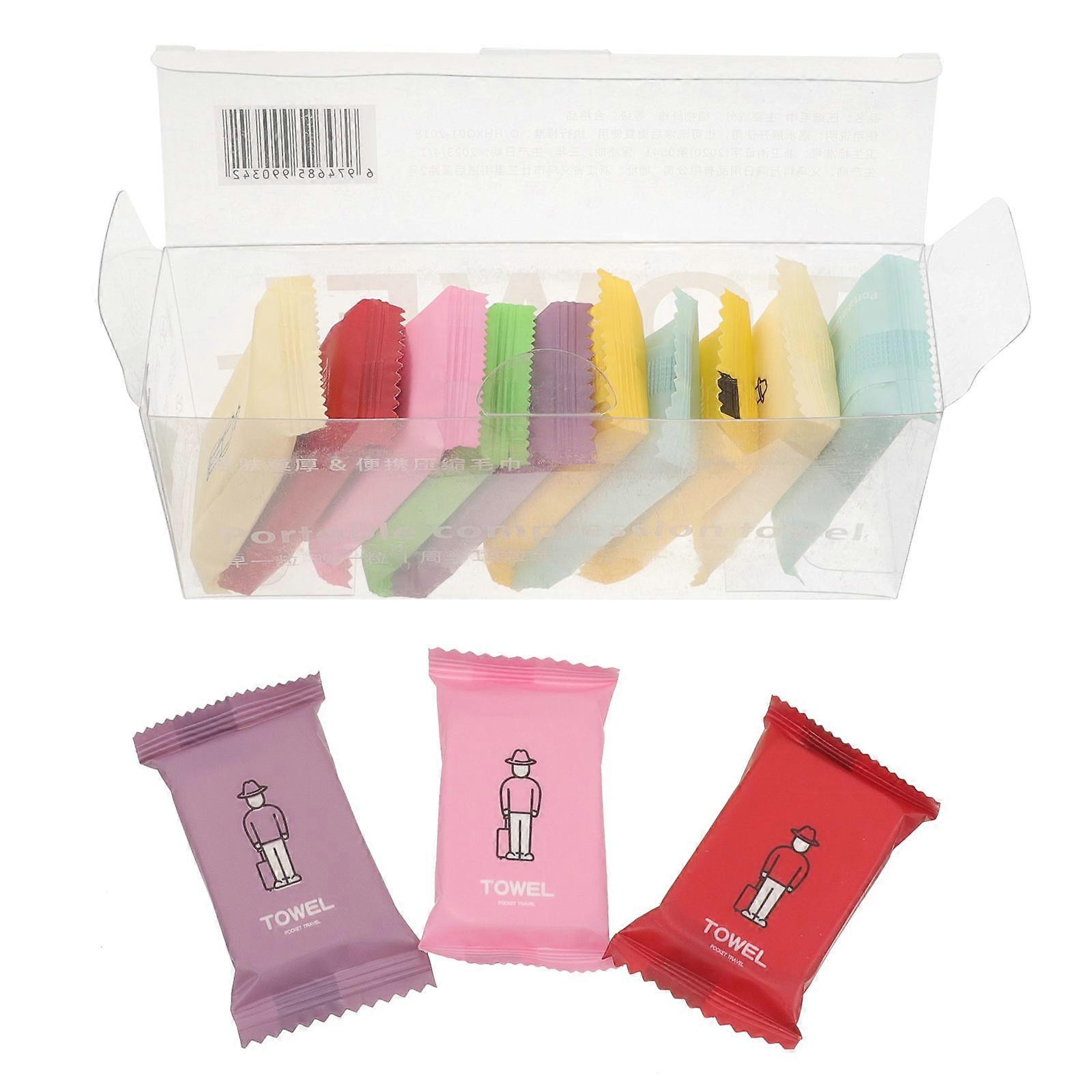 Compressed Travel Towels 14Pcs Assorted Color Suitable For Outdoor Use Lightweight And Absorbent