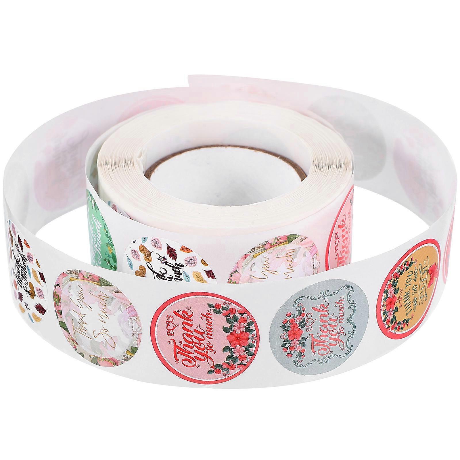 Round Shape Thank You Stickers Self-Adhesive Gift Wrapping Rolls