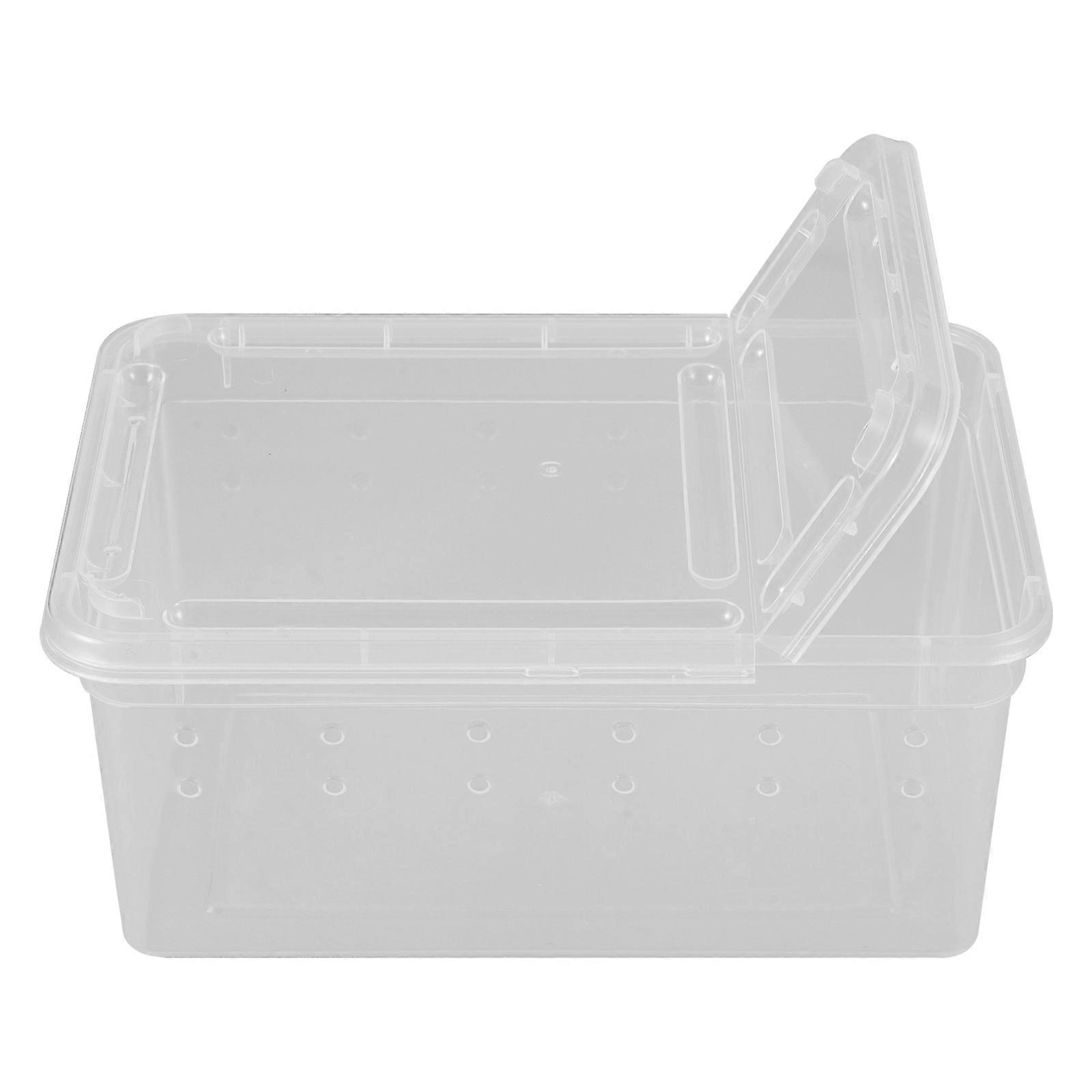 Reptile Cage Transparent Feeding Box Easy To Operate Fade Resistant Multi Functional Animal Feeding Container 1Set