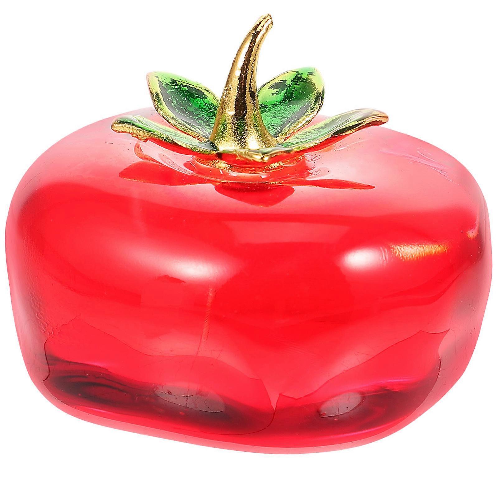 Crystal Fruit Sculpture for Decor 4Pcs Red Desktop Ornament Set