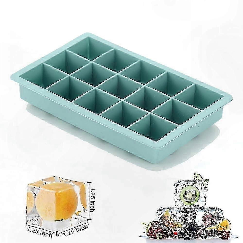 Silicone Ice Tray with 15 Slots for Large Square Cubes Durable Non-Toxic Mold Ideal for Beverages Parties and Home Use