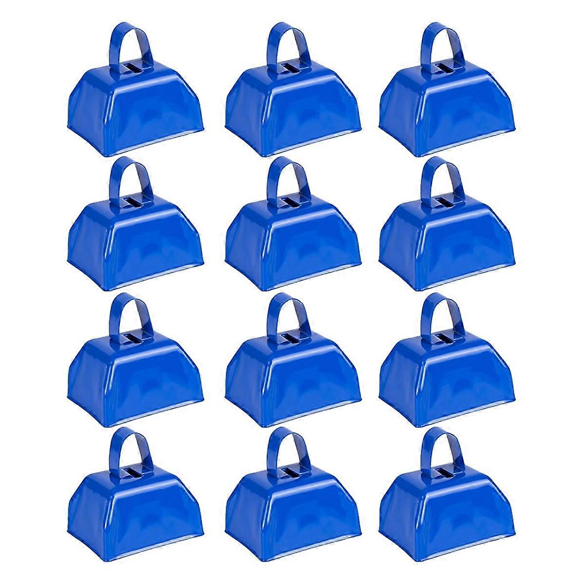 Cow Bells Noise Makers Cheering Bell: 12 Pcs Metal Cowbells with Handle for Sporting Events - Small