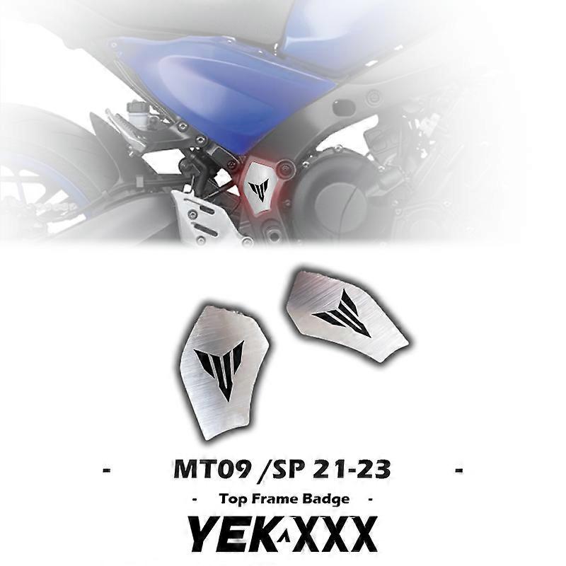 Applicable For YAMAHA MT-09 MT-09SP 2021-2023 New Brushed Metal Alloy Motorcycle Frame Top Frame Badge Kit Sticker MT Logo