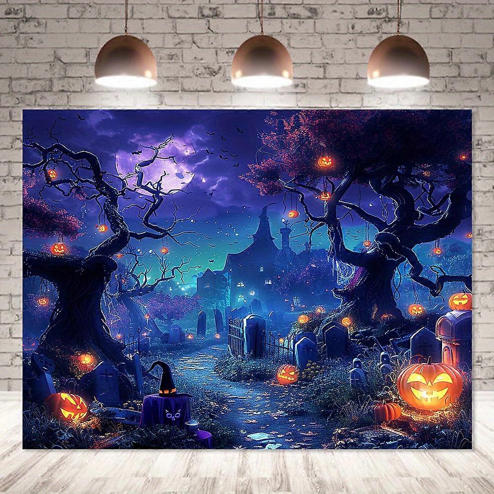 1pc2D Flat Ghost Halloween Banner Background Fabric - Horror Party and Outdoor Decoration Fabric, No Power Required——sym