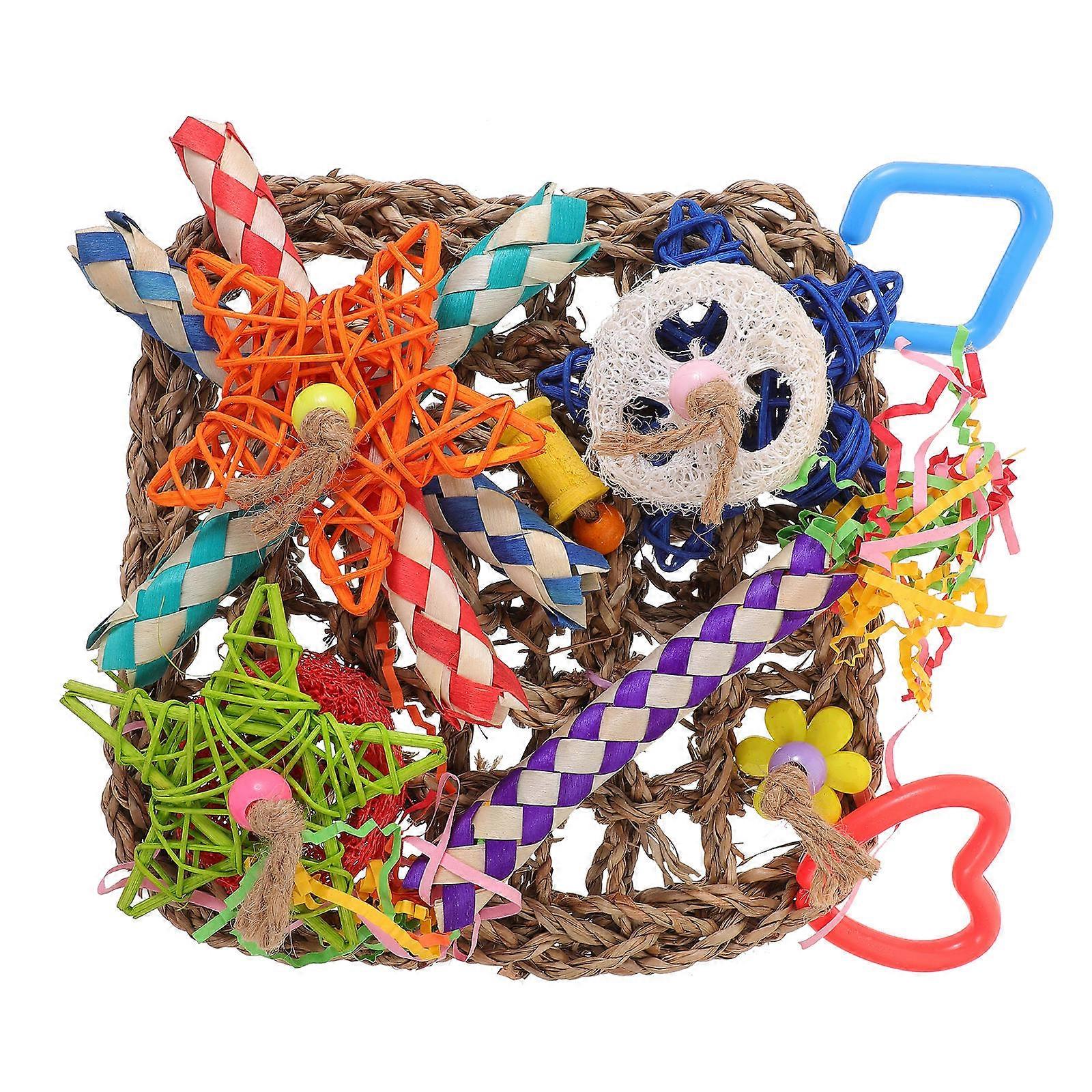 Foraging Bird Toy Parrot Climbing Mat For Indoor Use Assorted Color Chewing 2Pcs