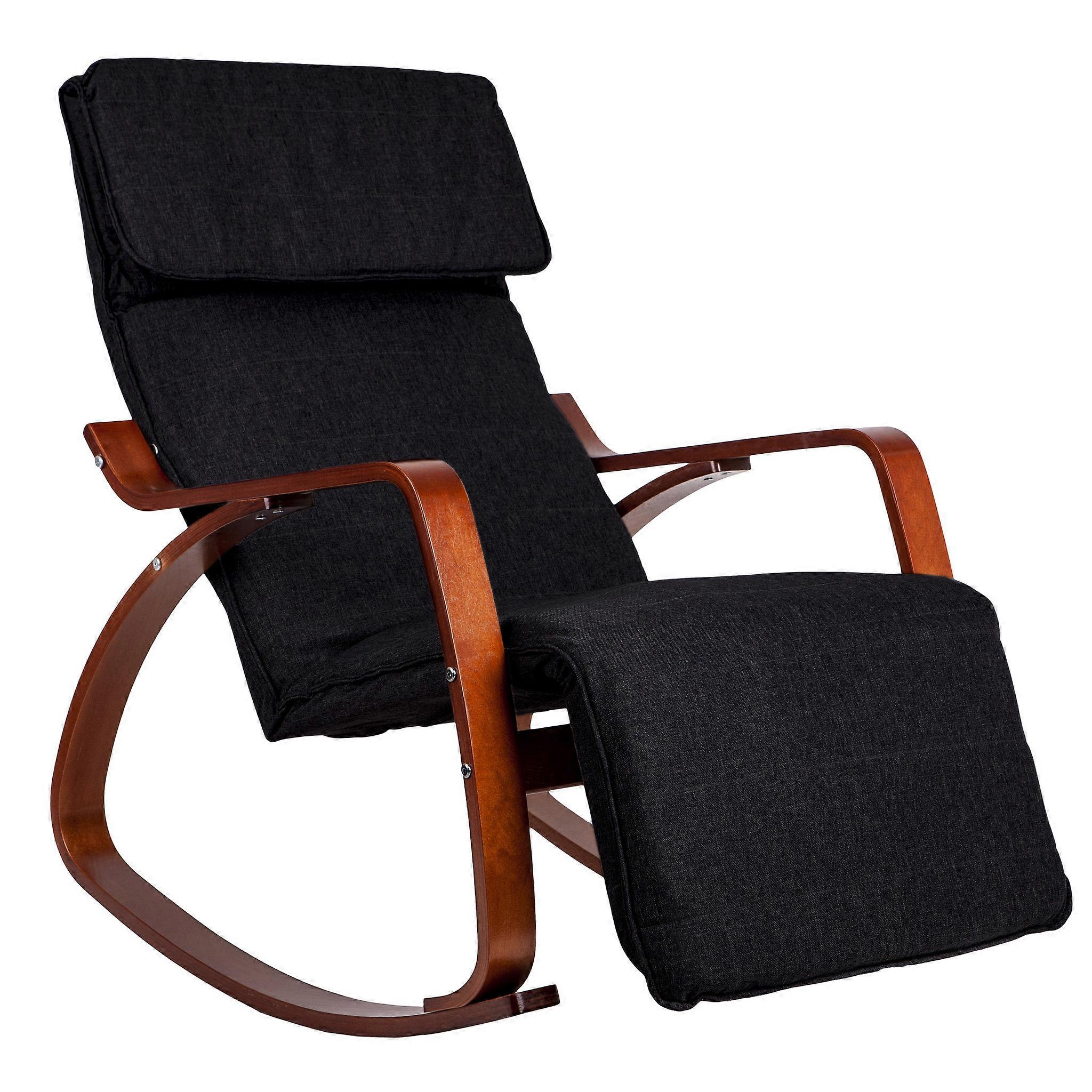 Mecedora con reposapiés ajustable - Negro