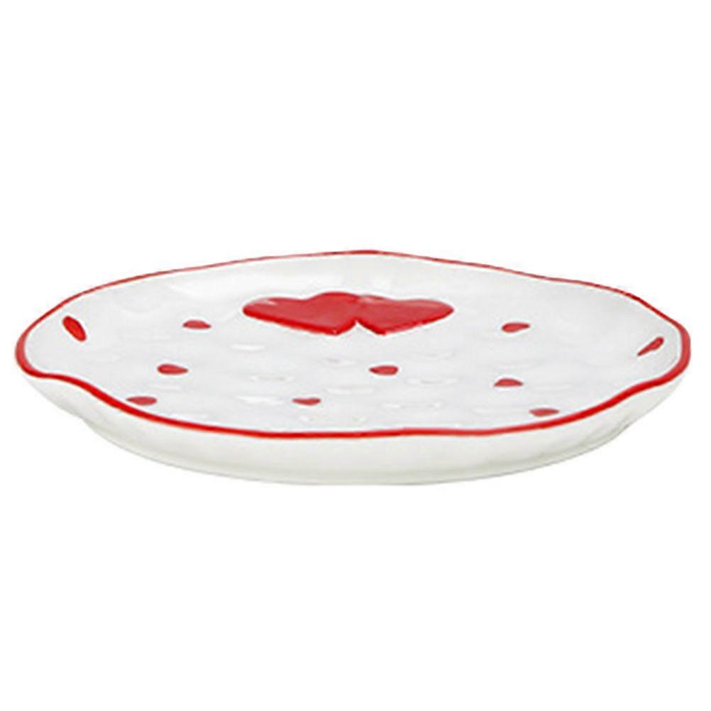 Heart Pattern Ceramic Dessert Plate for Restaurant Use 3Pcs White Set