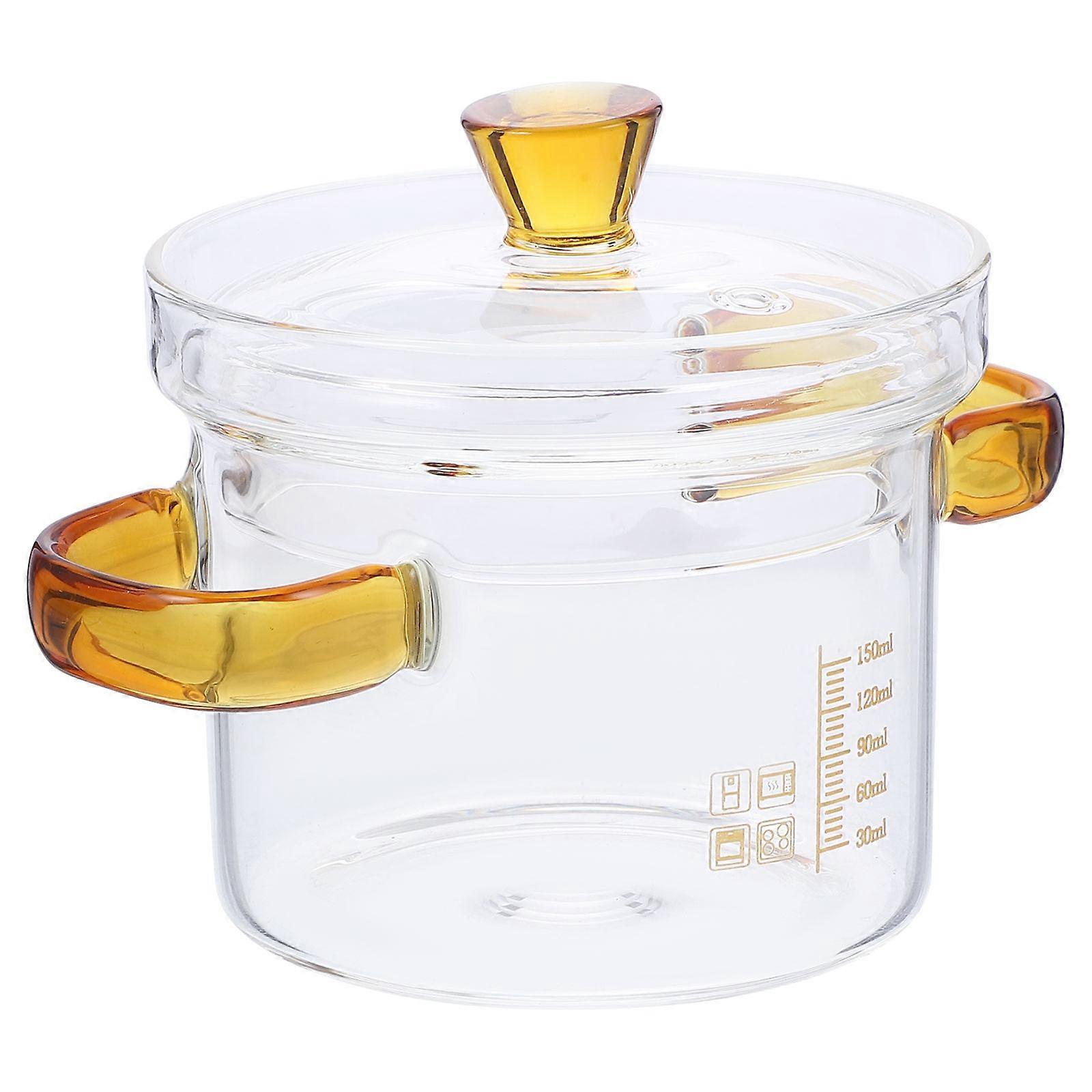 Clear Glass Stew Pot Cooking Pot for Kitchen Use 2Pcs with Lid