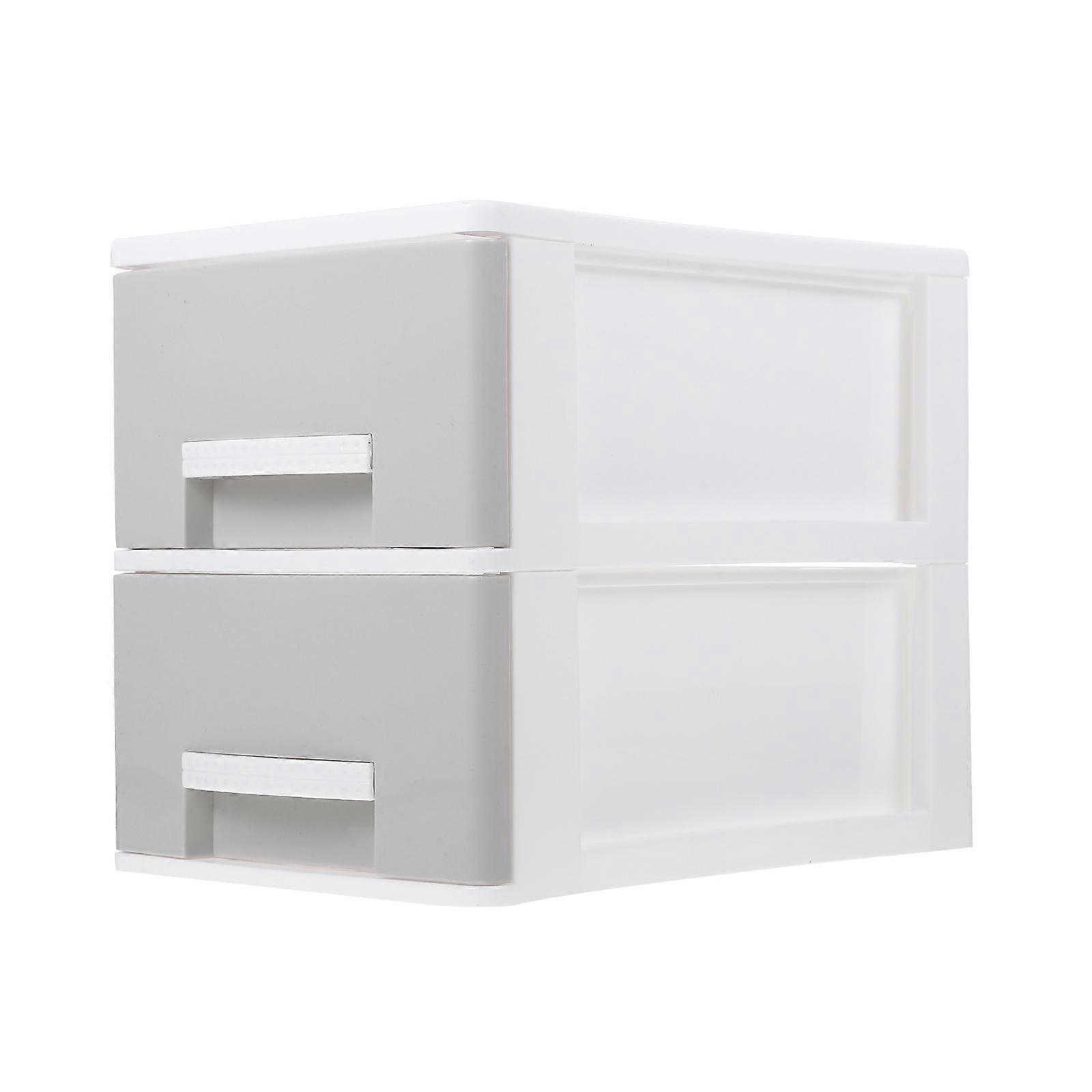 Office Drawer Organizer Storage Box Two Layer Desktop Storage Container Grey 24X20X17CM Organizing 1Set
