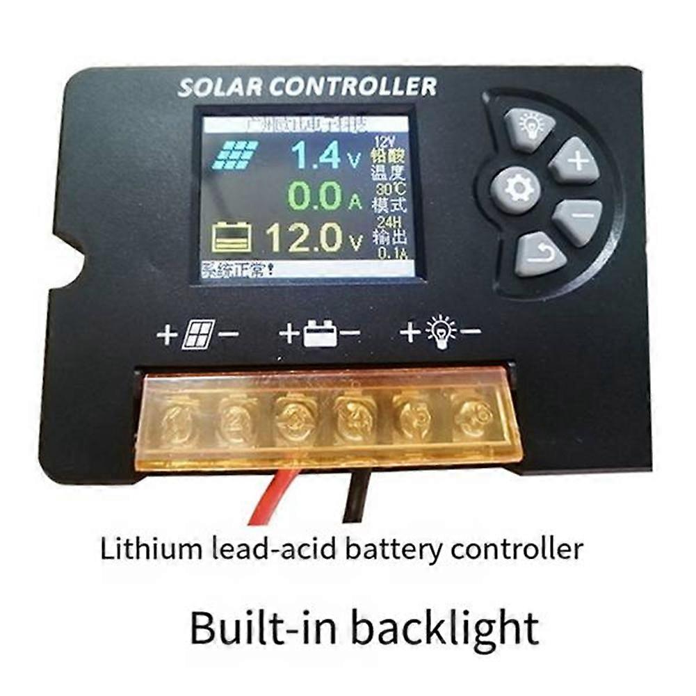 12V/24V PWM Solar Charge Controller 30A with Color LCD Screen, Adjustable Voltage, Multi-Battery Support