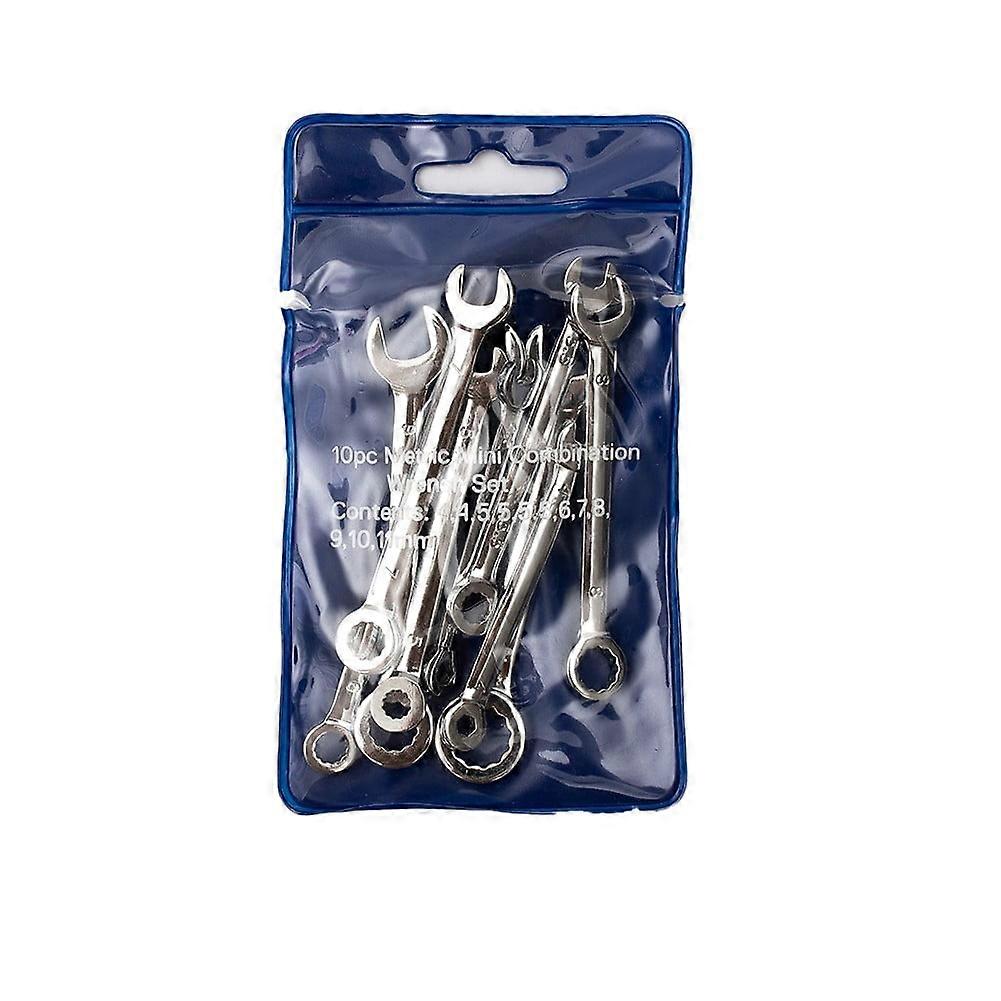 10pcs Combination Spanner Set Small Wrench Metric / SAE Imperial Portable Tool