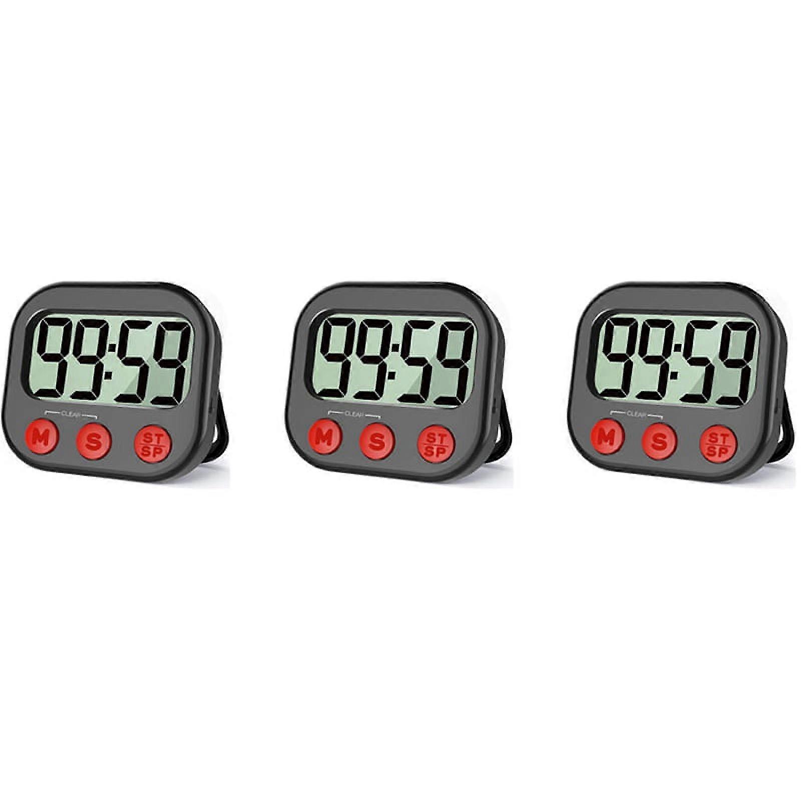 3X Kitchen , Digital Visual Magnetic Clock Stopwatch Countdown , LCD Screen Display for Cooking