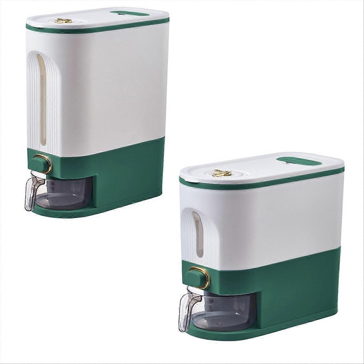 Rice Barrel Storage Box Insect-Proof and Moisture-Proof,White-Green